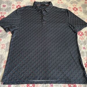 7 Diamonds Dark Navy Blue Patterned Golf Performance Polo Shirt Men’s XL